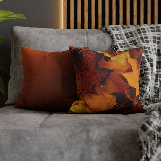 Golden Leaves Foliage And Shaded Brown Fall Pillowcase