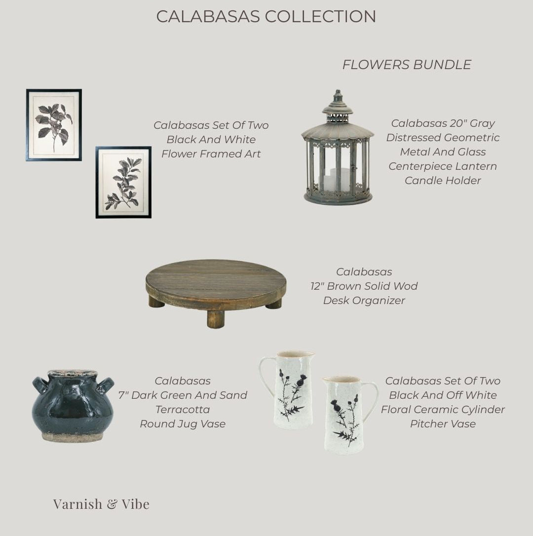 Advertisement for Calabasas Collection Spring Favorites featuring various home decor items.
