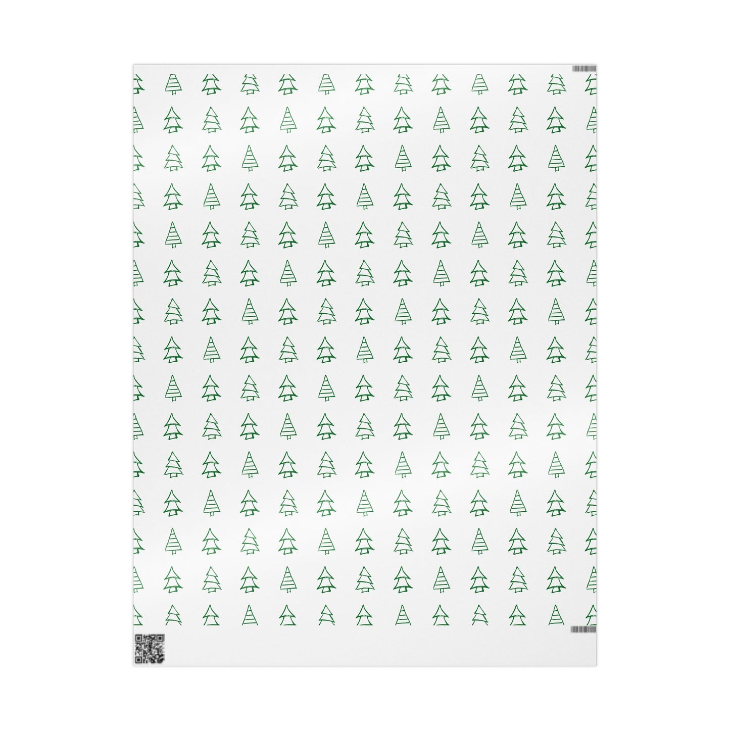 Christmas Tree Pattern Wrapping Paper Roll — Green Sketch Holiday Gift Wrap