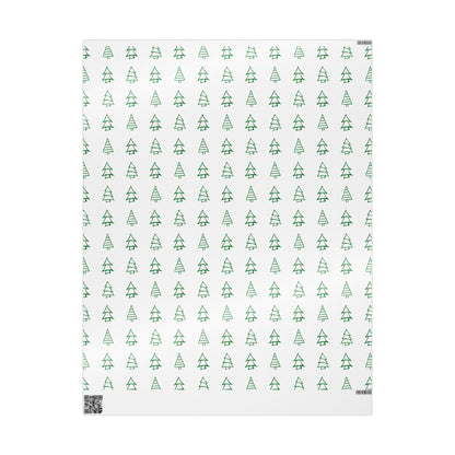Christmas Tree Pattern Wrapping Paper Roll — Green Sketch Holiday Gift Wrap