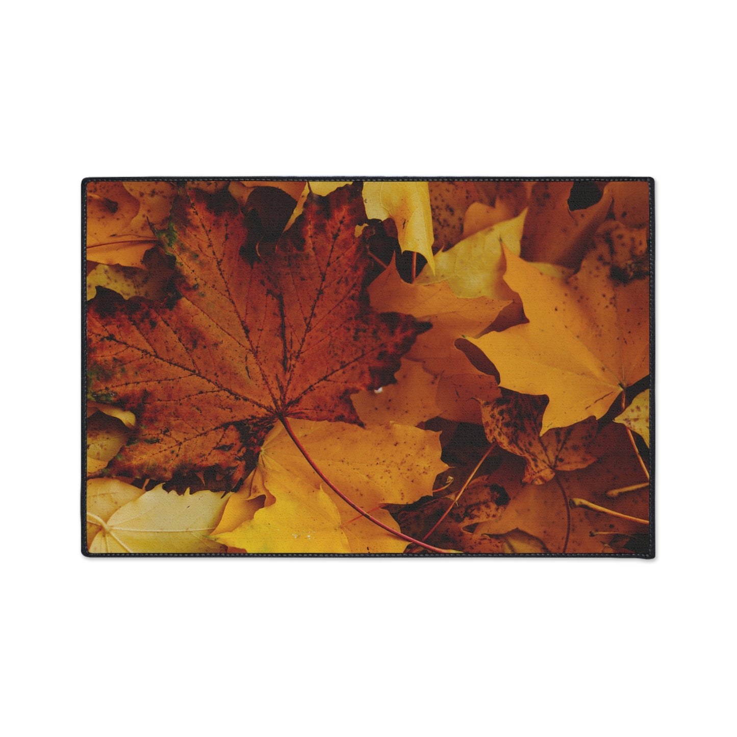 Golden Leaves Textured Fall Foliage Rug