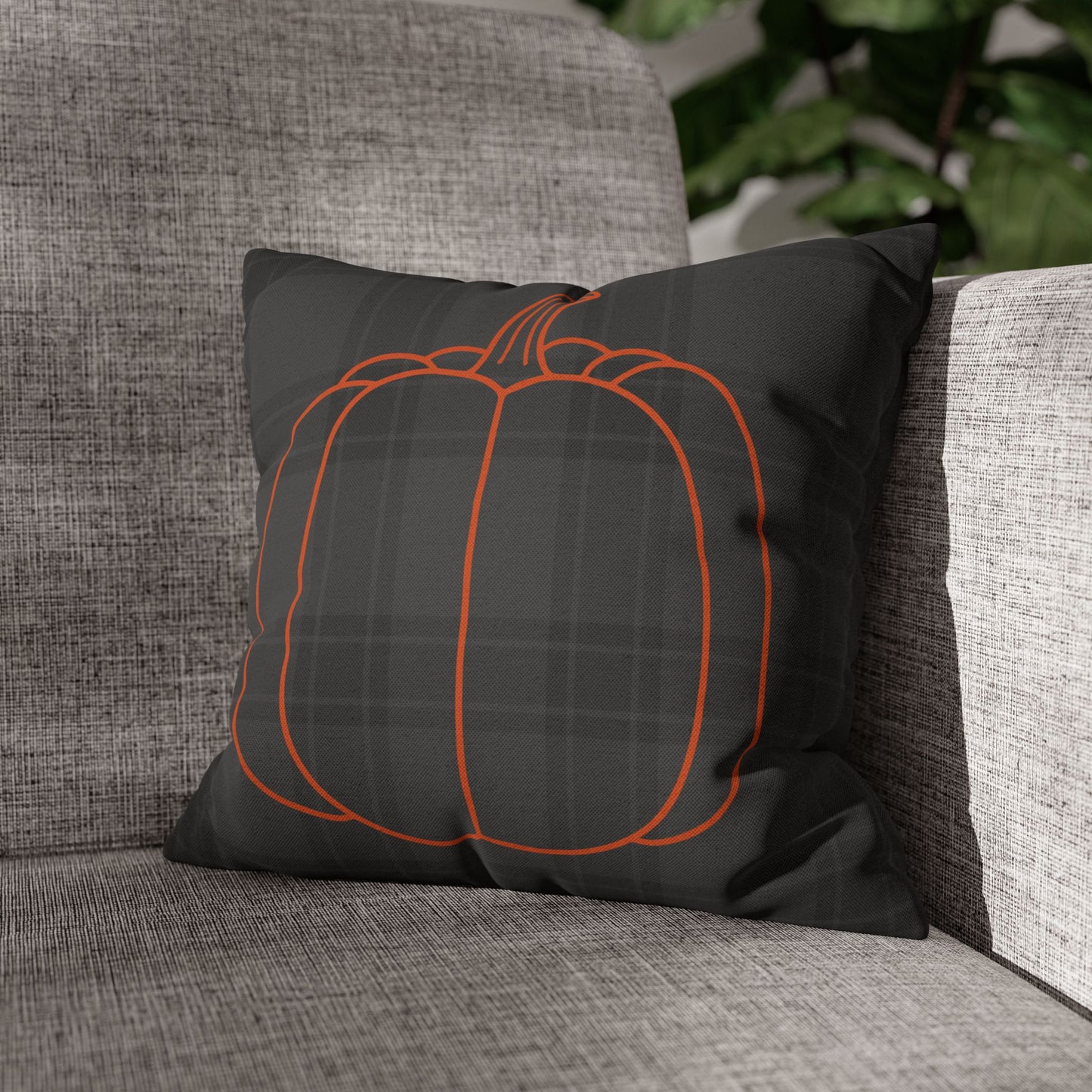 Pumpkin on Plaid Halloween Edition Autumn Pillowcase