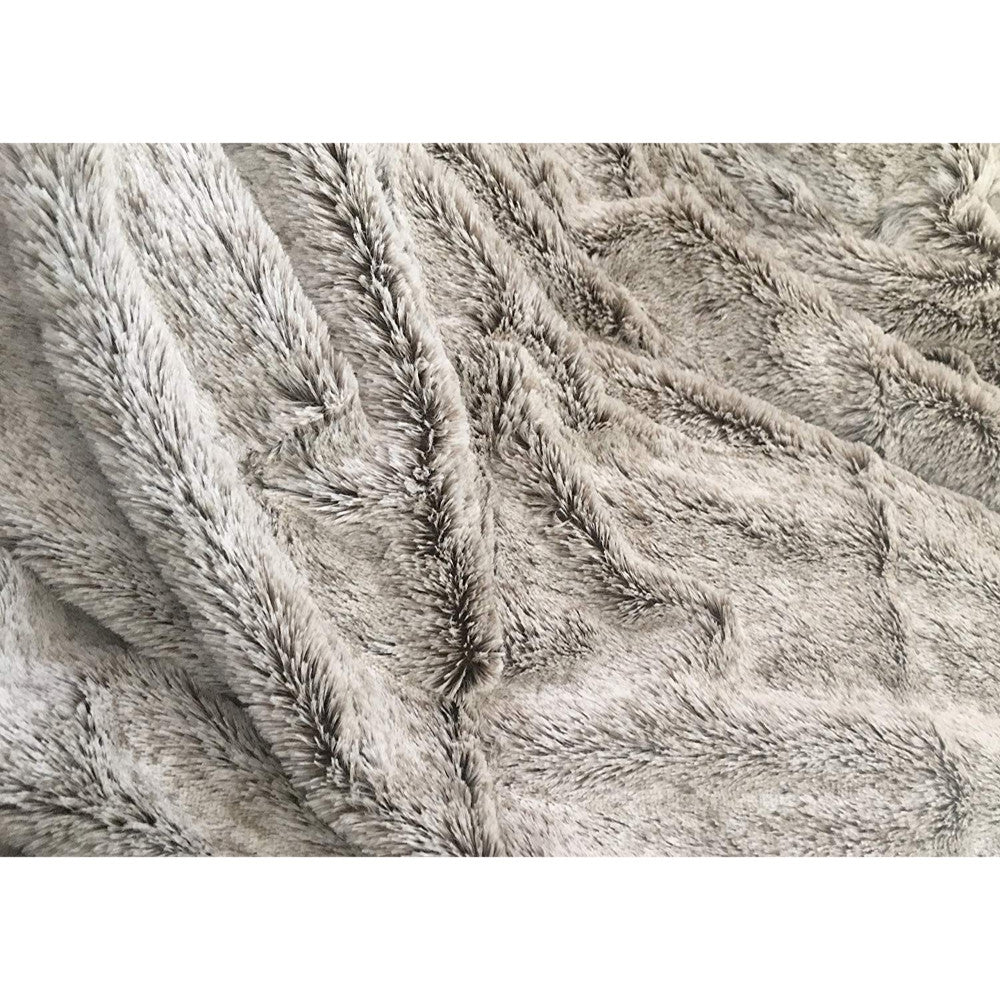 LAUREL 59" X 79" GRAY FAUX FUR PLUSH THROW BLANKET