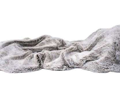 LAUREL 59" X 79" GRAY FAUX FUR PLUSH THROW BLANKET