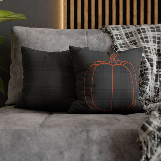 Pumpkin on Plaid Halloween Edition Autumn Pillowcase