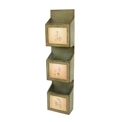 CALABASAS 42" X 10" X 5" GREEN RUSTIC VERTICAL - NEWSPAPER & MAGAZINE RACK - Varnish & Vibe