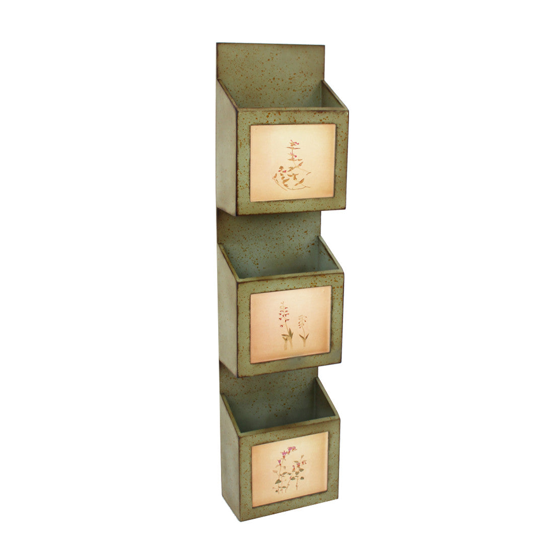 CALABASAS 42" X 10" X 5" GREEN RUSTIC VERTICAL - NEWSPAPER & MAGAZINE RACK - Varnish & Vibe