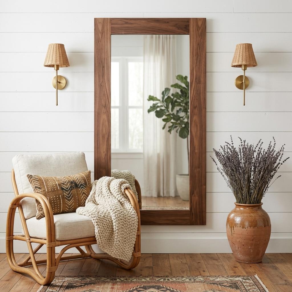 PALISADES 79" BROWN FRAMED LEANING FULL LENGTH HANGING MIRROR - Varnish & Vibe