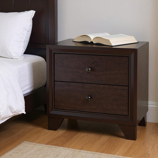 CALABASAS 22" ESPRESSO TWO DRAWERS SOLID WOOD NIGHTSTAND - Varnish & Vibe