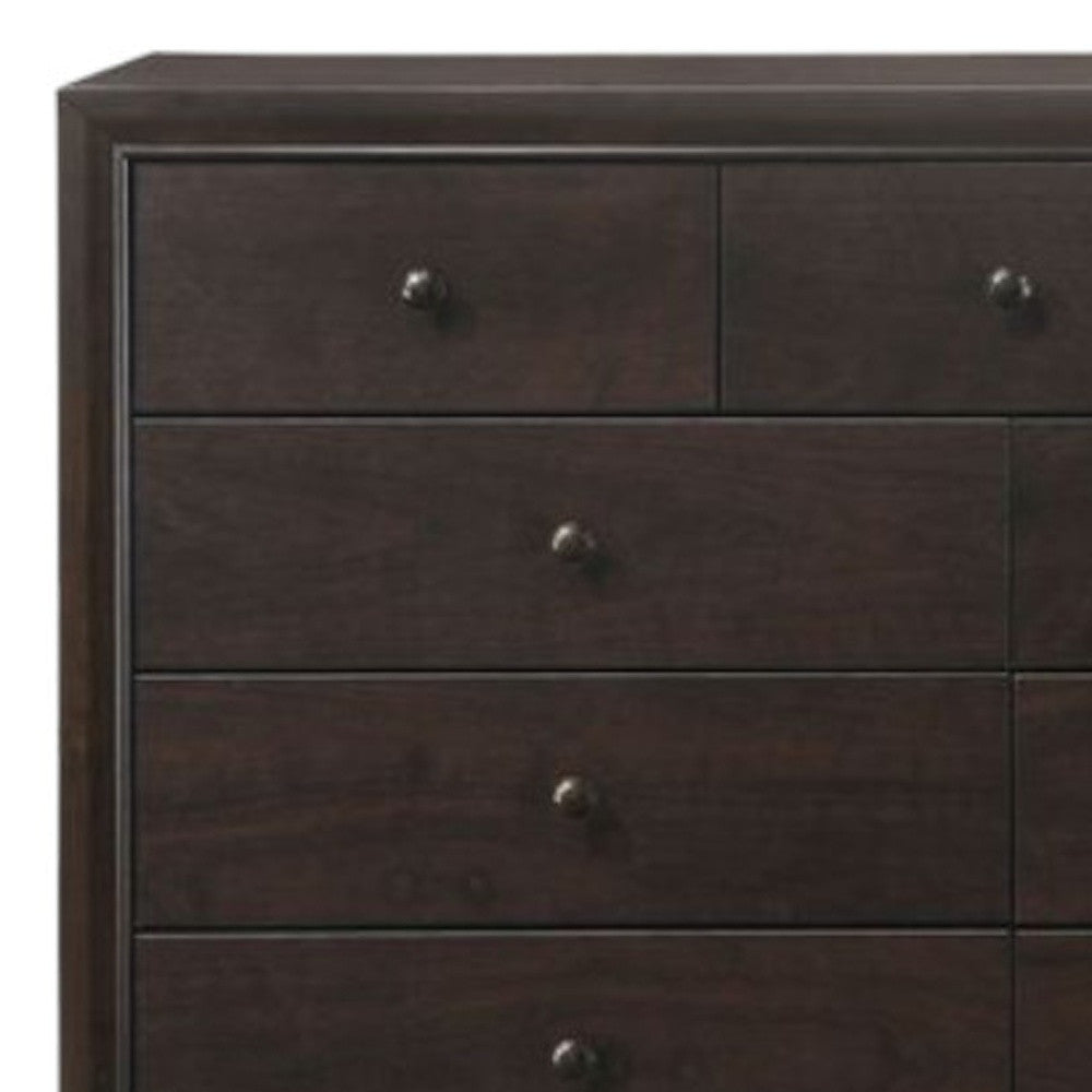 CALABASAS 57" ESPRESSO SOLID AND MANUFACTURED WOOD NINE DRAWER DOUBLE DRESSER - Varnish & Vibe