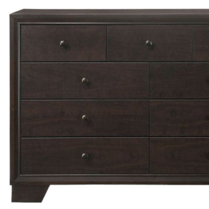 CALABASAS 57" ESPRESSO SOLID AND MANUFACTURED WOOD NINE DRAWER DOUBLE DRESSER - Varnish & Vibe