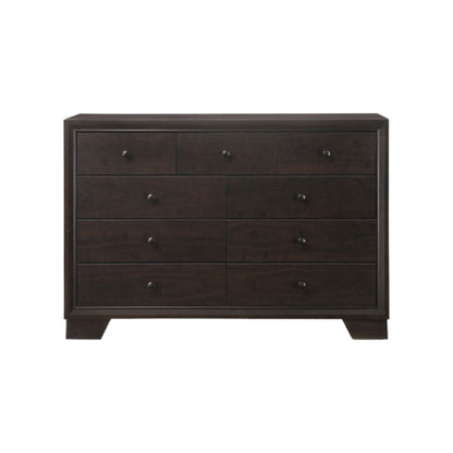 CALABASAS 57" ESPRESSO SOLID AND MANUFACTURED WOOD NINE DRAWER DOUBLE DRESSER - Varnish & Vibe