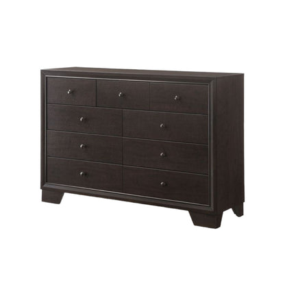 CALABASAS 57" ESPRESSO SOLID AND MANUFACTURED WOOD NINE DRAWER DOUBLE DRESSER - Varnish & Vibe