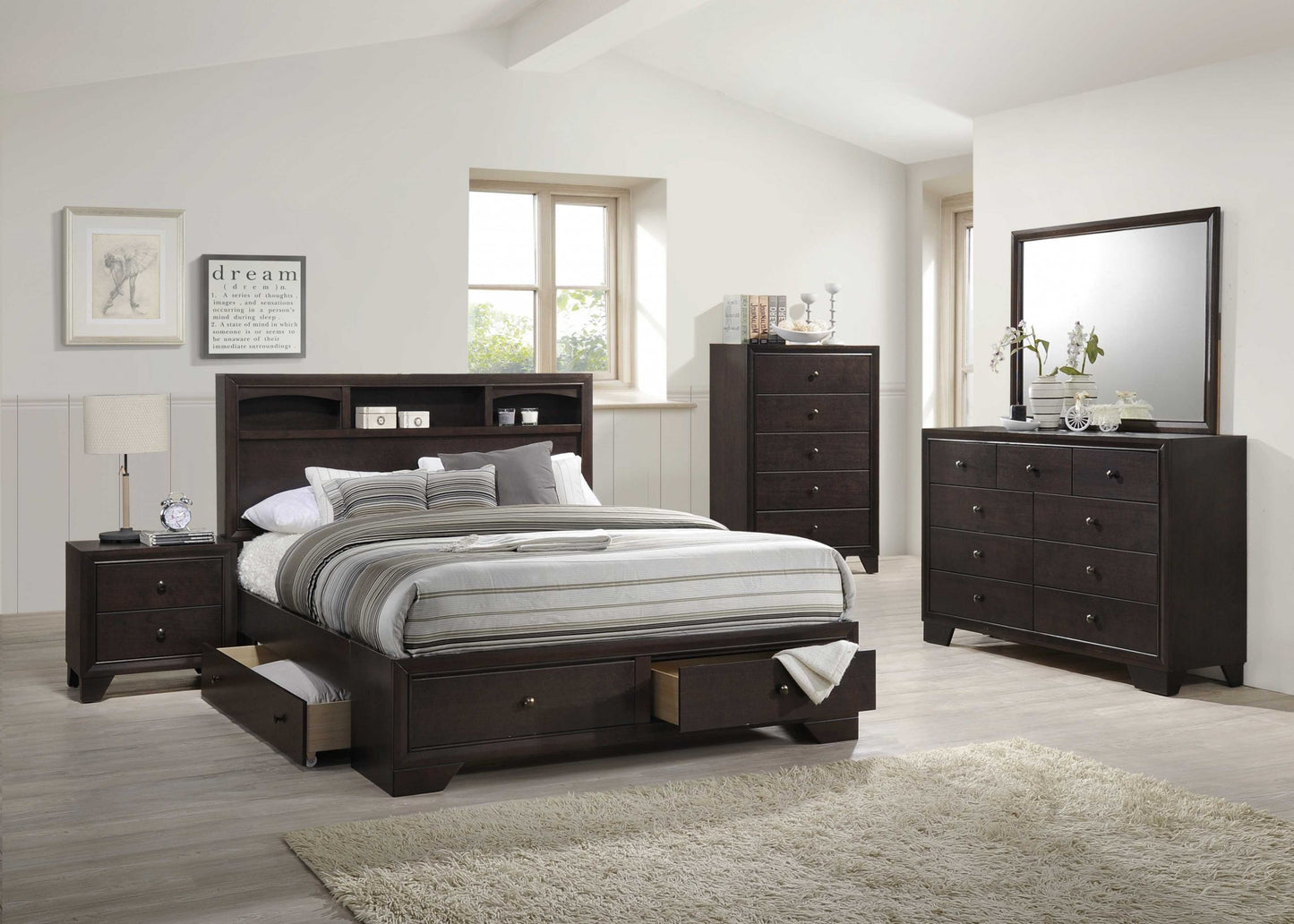 CALABASAS 31" ESPRESSO SOLID WOOD FIVE DRAWER DRESSER - Varnish & Vibe
