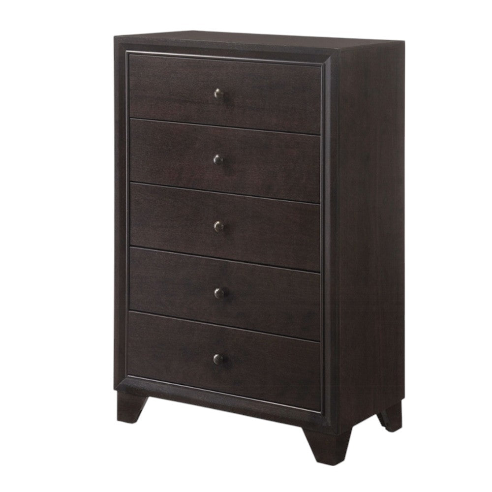 CALABASAS 31" ESPRESSO SOLID WOOD FIVE DRAWER DRESSER - Varnish & Vibe