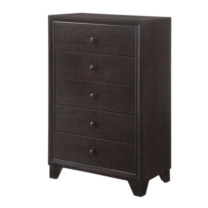 CALABASAS 31" ESPRESSO SOLID WOOD FIVE DRAWER DRESSER - Varnish & Vibe