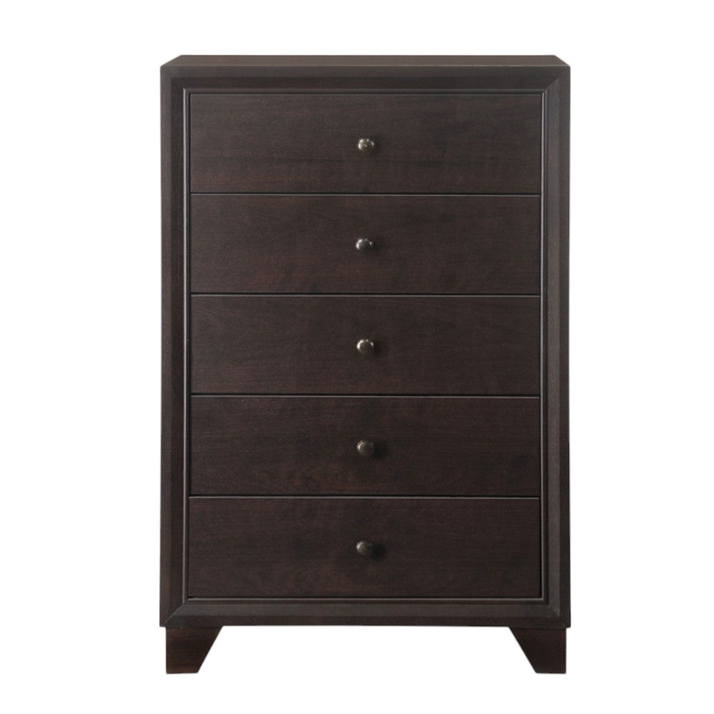 CALABASAS 31" ESPRESSO SOLID WOOD FIVE DRAWER DRESSER - Varnish & Vibe