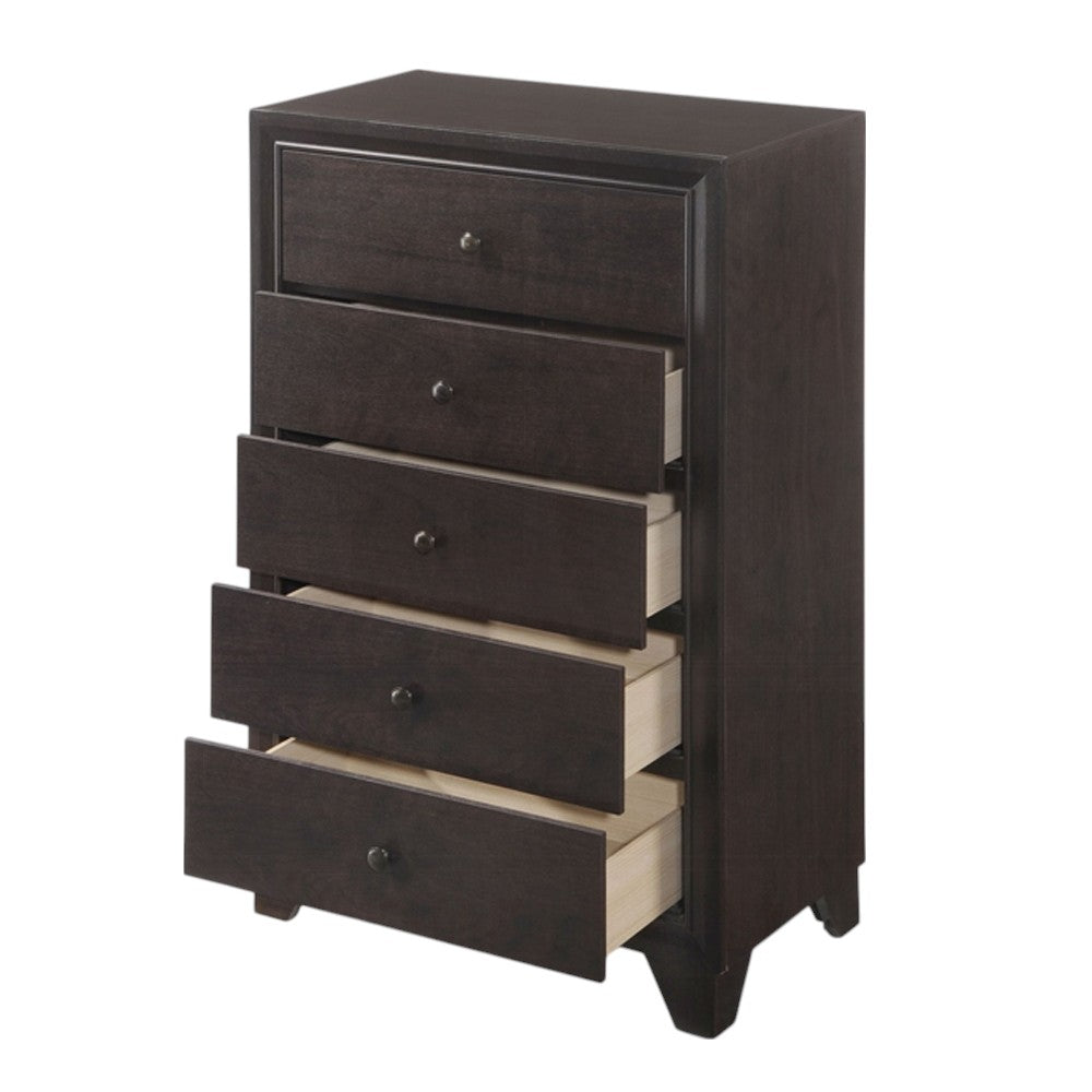 CALABASAS 31" ESPRESSO SOLID WOOD FIVE DRAWER DRESSER - Varnish & Vibe
