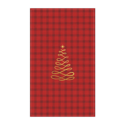 Red Tartan Christmas Tree Tea Towels (cotton, poly) - Varnish & Vibe