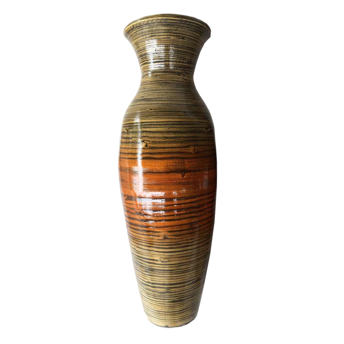 30" GOLD AND BROWN BAMBOO FLOOR VASE
