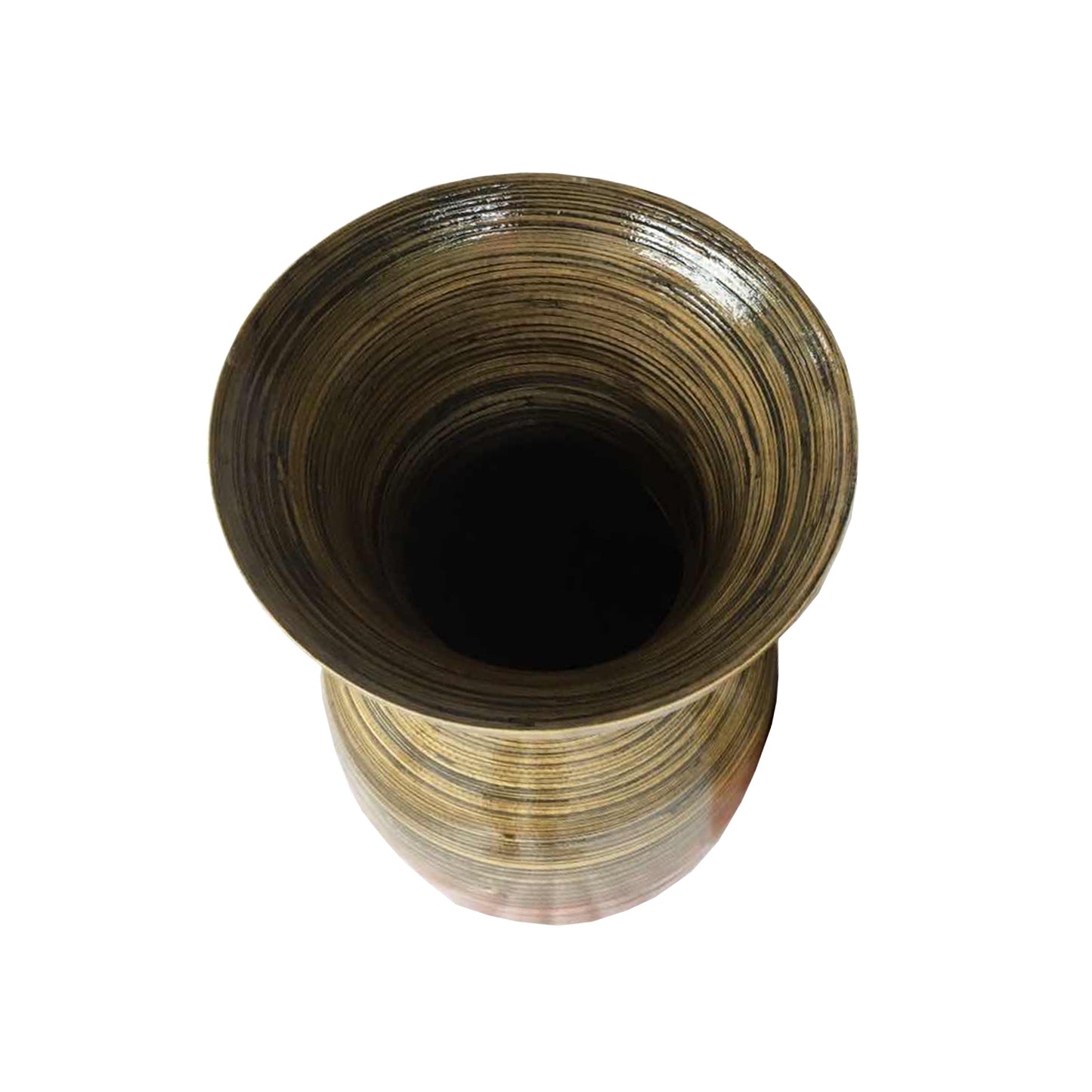 30" GOLD AND BROWN BAMBOO FLOOR VASE