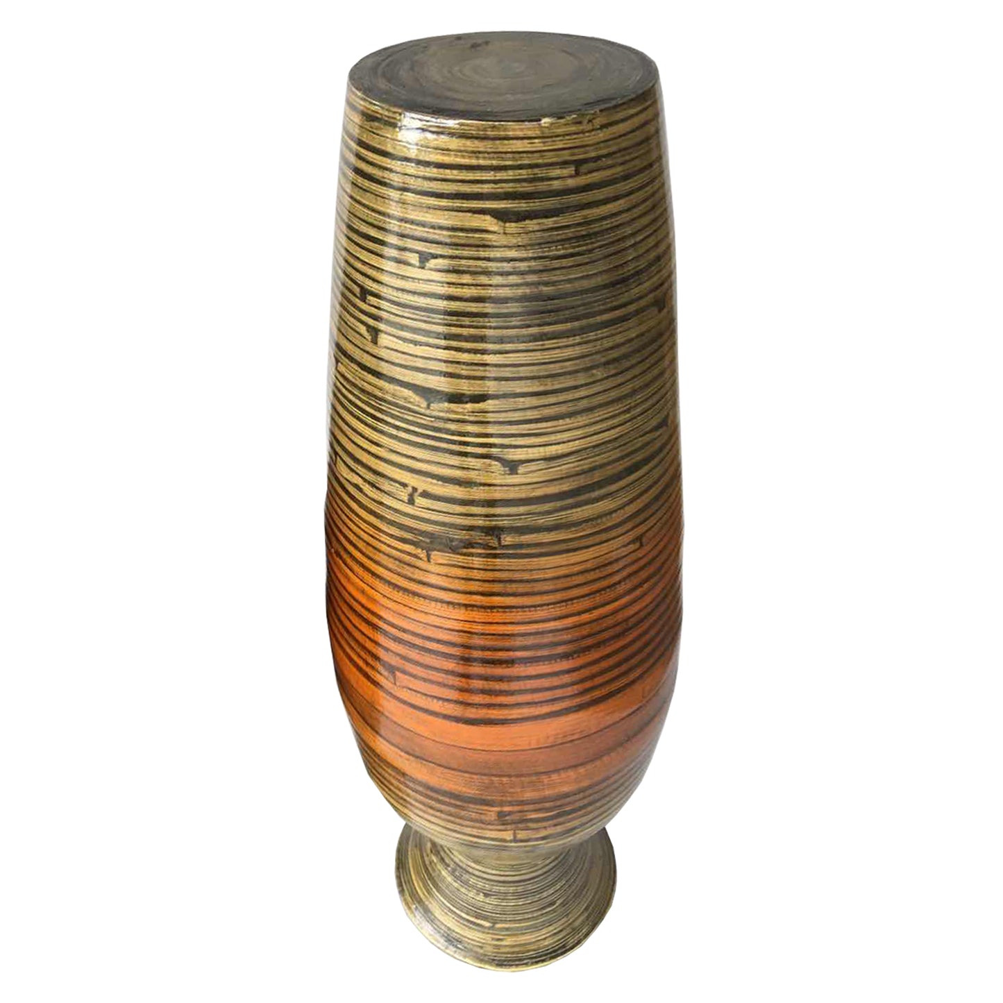 30" GOLD AND BROWN BAMBOO FLOOR VASE