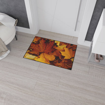 Golden Leaves Textured Fall Foliage Rug