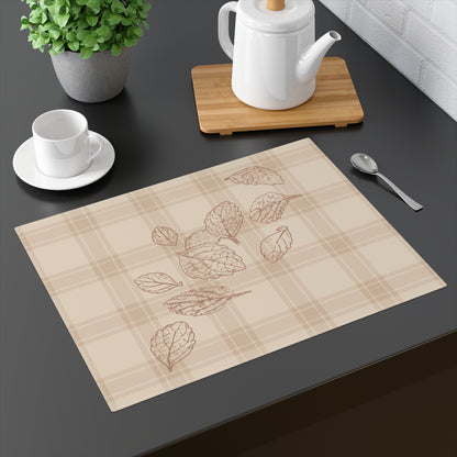 Autumn Leaves on Plaid Table Placemat