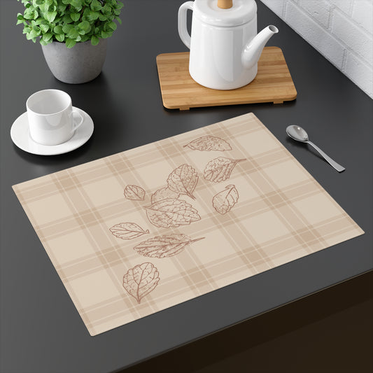 Autumn Leaves on Plaid Table Placemat