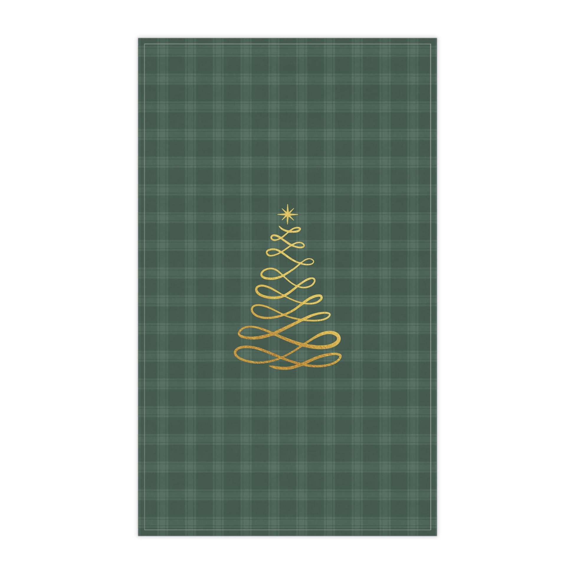 Green Tartan Christmas Tree Tea Towels (cotton, poly) - Varnish & Vibe