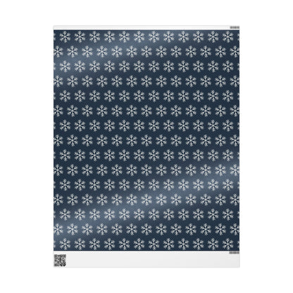 Snowflake Wrapping Paper - Navy Holiday Gift Wrap Roll - Varnish & Vibe