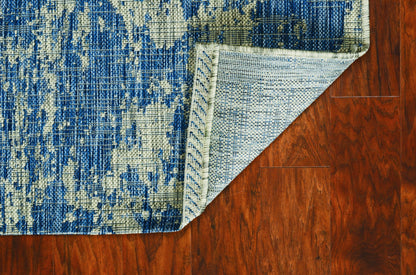 LAKEVIEW 3' x 5' BLUE AND GREEN ABSTRACT OUTDOOR RUG