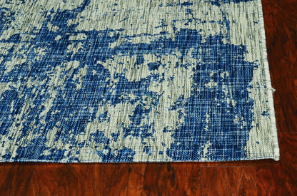 LAKEVIEW 3' x 5' BLUE AND GREEN ABSTRACT OUTDOOR RUG