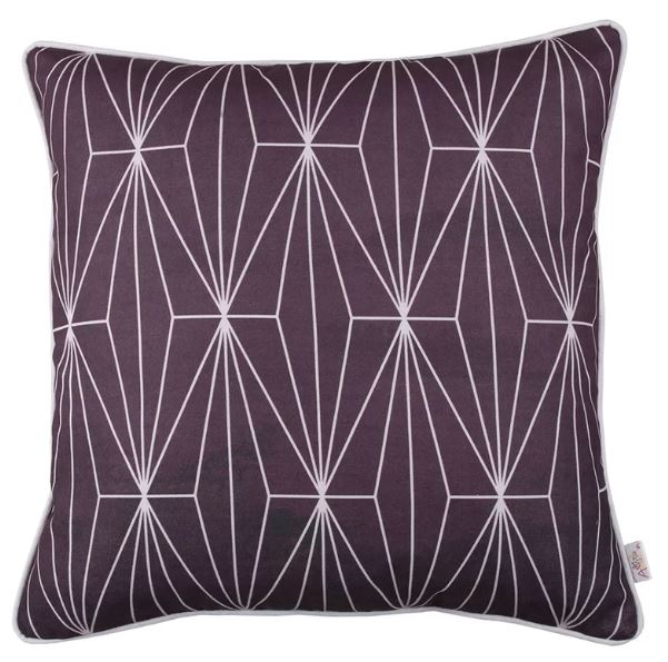 Decorative pillow with geometric pattern on a white background