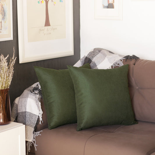 SET OF TWO GREEN THROW PILLOW COVERS