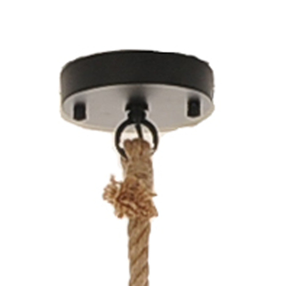 BEIGE AND BLACK IRON AND ROPE CEILING LIGHT - Varnish & Vibe