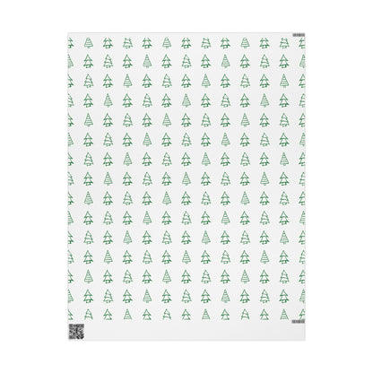 Christmas Tree Pattern Wrapping Paper Roll — Green Sketch Holiday Gift Wrap