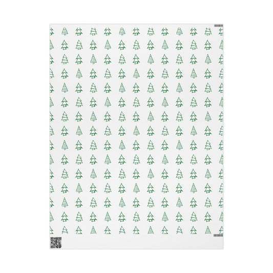 Christmas Tree Pattern Wrapping Paper Roll — Green Sketch Holiday Gift Wrap