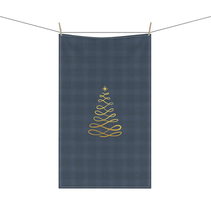 Blue Tartan Christmas Tree Tea Towels (cotton, poly) - Varnish & Vibe