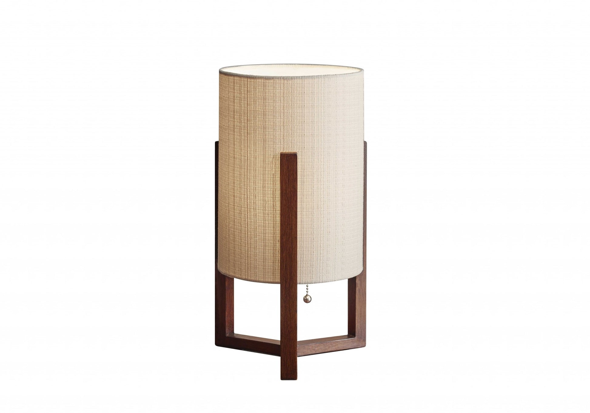 17" BROWN SOLID WOOD BEDSIDE TABLE LAMP WITH NATURAL CYLINDER SHADE - Varnish & Vibe