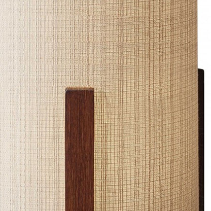 17" BROWN SOLID WOOD BEDSIDE TABLE LAMP WITH NATURAL CYLINDER SHADE - Varnish & Vibe