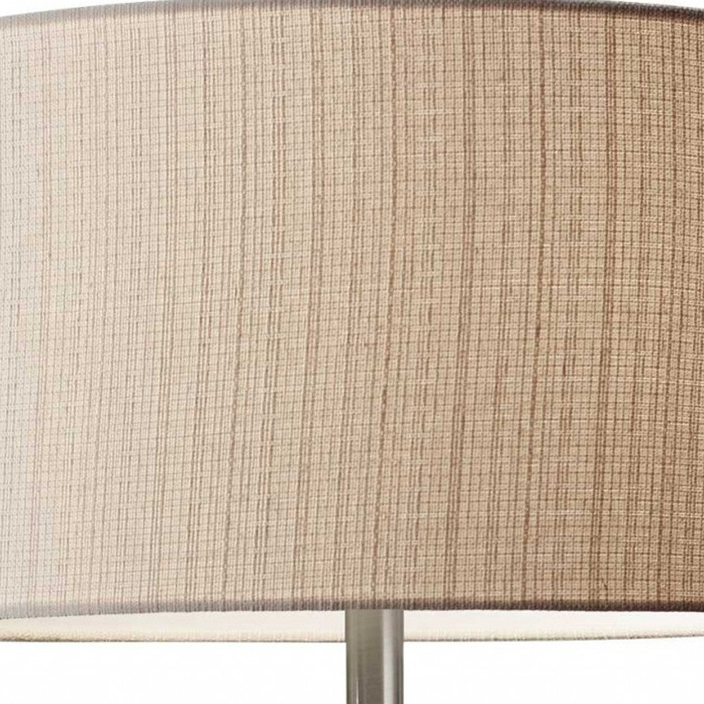 60" BROWN SOLID WOOD NOVELTY FLOOR LAMP WITH BEIGE FABRIC DRUM SHADE - Varnish & Vibe
