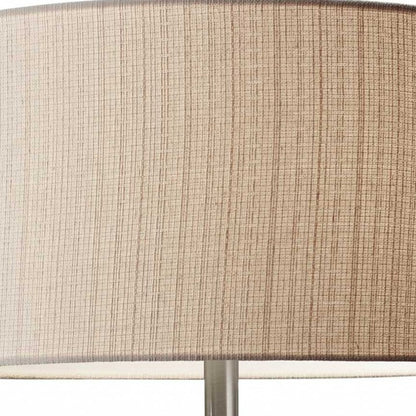 60" BROWN SOLID WOOD NOVELTY FLOOR LAMP WITH BEIGE FABRIC DRUM SHADE - Varnish & Vibe