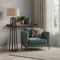 60" BROWN SOLID WOOD NOVELTY FLOOR LAMP WITH BEIGE FABRIC DRUM SHADE - Varnish & Vibe
