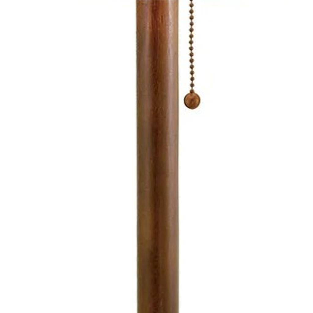 31" WALNUT SOLID WOOD STANDARD TABLE LAMP WITH BEIGE SHADE - Varnish & Vibe