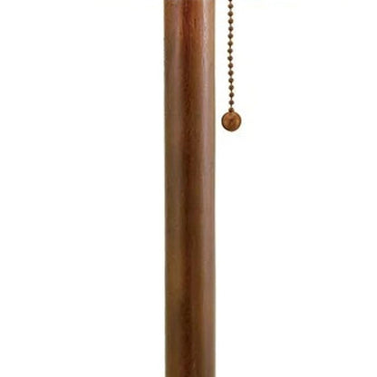 31" WALNUT SOLID WOOD STANDARD TABLE LAMP WITH BEIGE SHADE - Varnish & Vibe