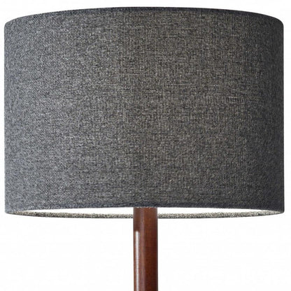 LAUREL 21" BROWN SOLID WOOD TABLE LAMP WITH DARK GRAY DRUM SHADE