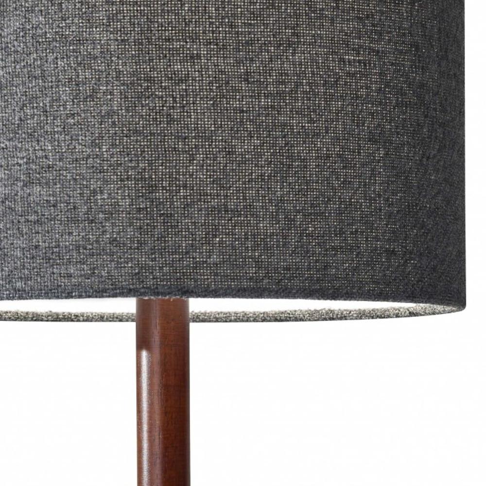 LAUREL 21" BROWN SOLID WOOD TABLE LAMP WITH DARK GRAY DRUM SHADE