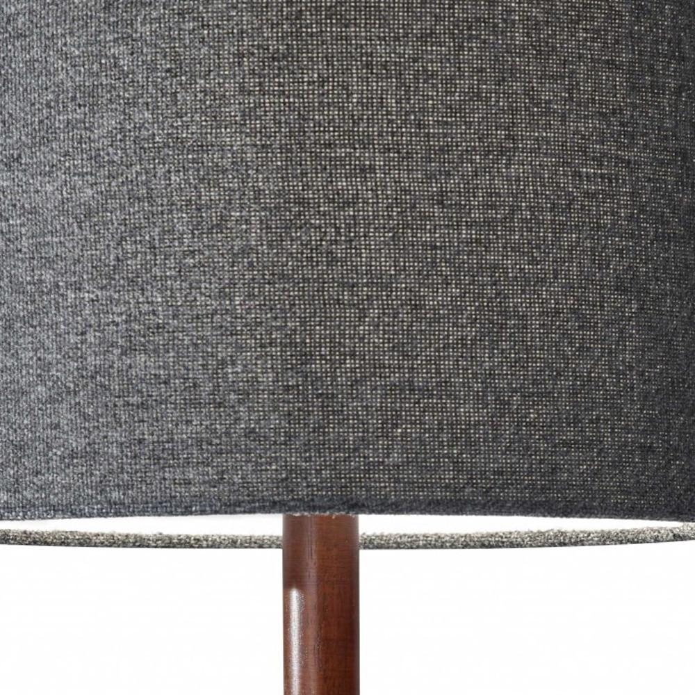 LAUREL 21" BROWN SOLID WOOD TABLE LAMP WITH DARK GRAY DRUM SHADE