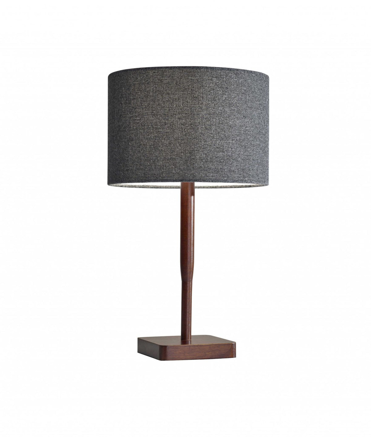 LAUREL 21" BROWN SOLID WOOD TABLE LAMP WITH DARK GRAY DRUM SHADE